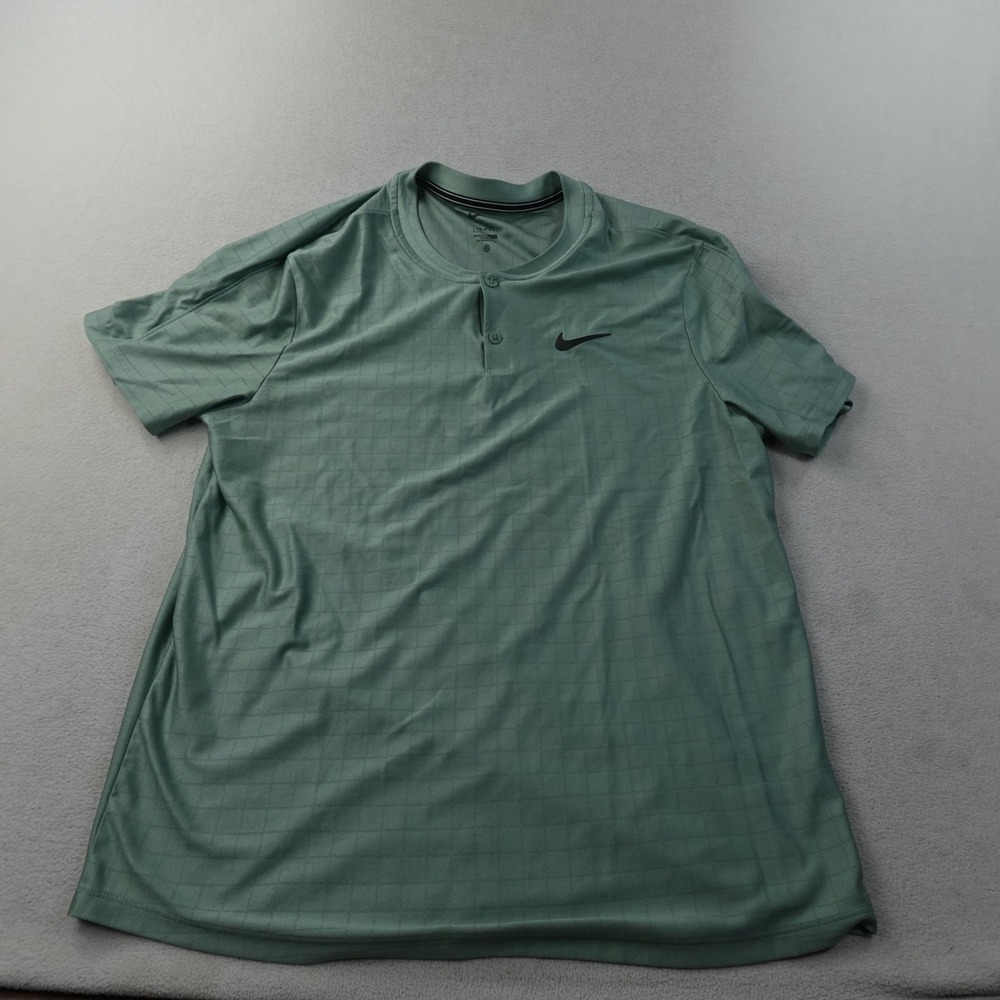 Nike Court Dri-FIT Advantage Tennis Polo Mens L Green Blade Collar CV2499